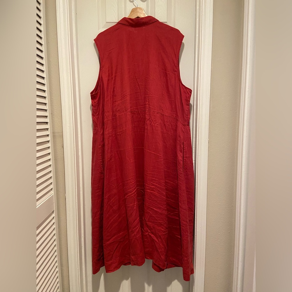 J. Jill Love Linen Tie-Front Red Dress - Picture 5 of 6